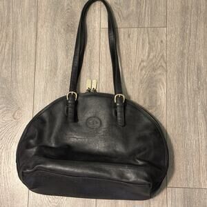 Vtg Austin Designs Handbag L Black Faux Leather Dome Lined Purse Shoulder Bag